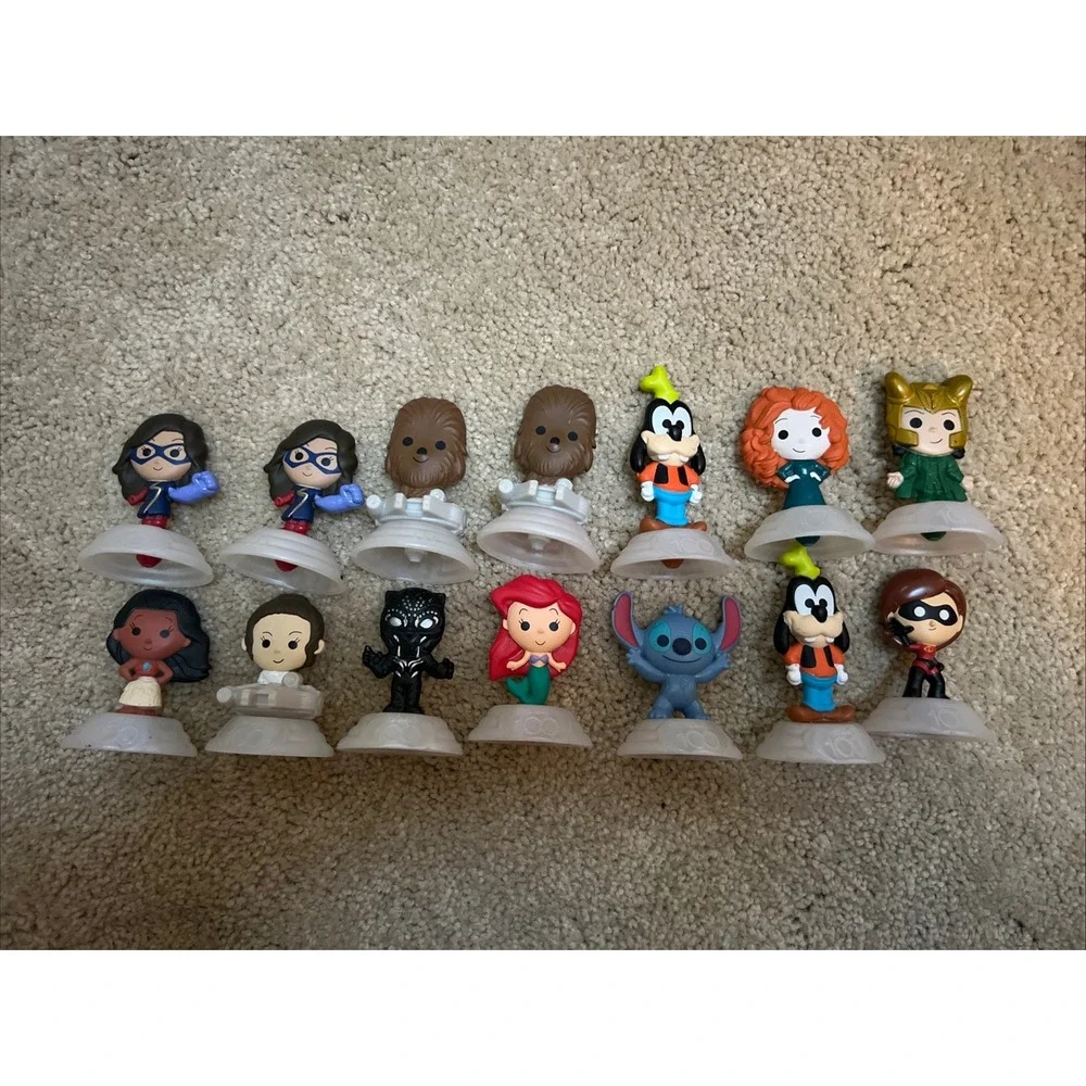 Mcdonalds Disney 100 Anniversary Toys 14pc Goofy, Moana, Stitch , Wonder Woman